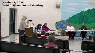 7 October 2024 Governor Wentworth Regional School District GWRSD School Board Meeting [upl. by Ro159]