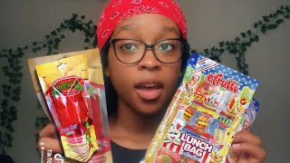 ASMR  Trying Viral Chamoy Pickle and eFrutti Gummies for the First Time  Mukbang [upl. by Enifesoj]