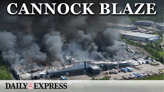 Cannock fire Drone footage reveals damage at Staffordshire parcel centre [upl. by Shelli]