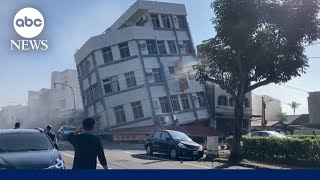 Powerful earthquake strikes Taiwan damaging buildings [upl. by Mady]