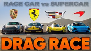 Cadillacs Le Mans Car Races Ferrari 296 McLaren 750S 911 Turbo S — Cammisa Ultimate Drag Race [upl. by Lexi]