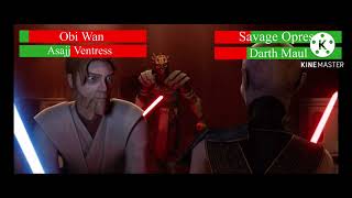 Obi Wan and Asajj Ventress vs Savage and Darth Maul With Healthbars [upl. by Arykahs576]