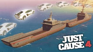 JUMPING OVER 2 OF THE BIGGEST SHIPS in Just Cause 4 Stunts [upl. by Ause]