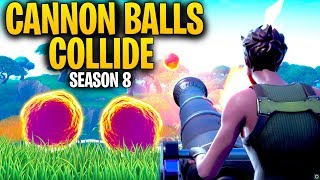 What Happens When TWO CANNON BALLS COLLIDE In Mid Air  Fortnite Season 8 Mythbusters [upl. by Nayt]