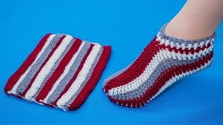 Simple crochet slippers  a detailed tutorial [upl. by Heinrich956]