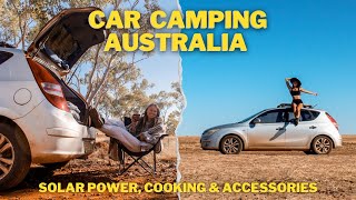 My hatchback car camping setup  Solar power cooking amp accessories [upl. by Ydna]