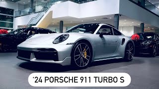 New 2024 Porsche 911 Turbo S Coupe 640 hp  GT Silver  SportDesign [upl. by Airetnohs]