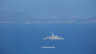 Hellenic Navy gunboat P266 HS Machitis patrolling Oinousses islands and Chios Strait [upl. by Eylloh]