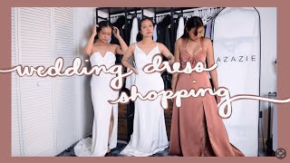 Trying on Wedding Dresses  Bridesmaid Dresses with AZAZIE [upl. by Elnukeda996]