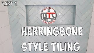 How To Do Herringbone Style Tiling  Shower Feature Wall  Herringbone Tile Designs  Backsplash [upl. by Aihseya]