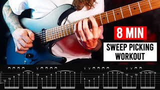 ULTIMATE 8 MIN SWEEP PICKING WORKOUT  arpeggios finger rolling legato [upl. by Amehr]