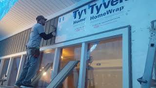 Installing vertical siding Lake Hemlock beautiful Wallace Indiana 4x speed [upl. by Enyledam]