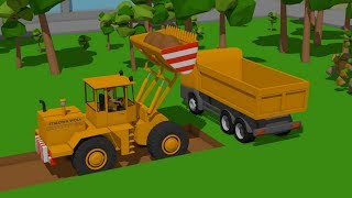 Construction Vehicles for Kids  Excavator ampBulldozer and Truck  cartoon animation bazylland [upl. by Aksehcnarf505]