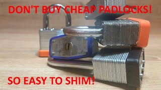 Dont buy cheap padlocks So easy to padlock shim lockpicking locksport padlock [upl. by Ahsinod122]