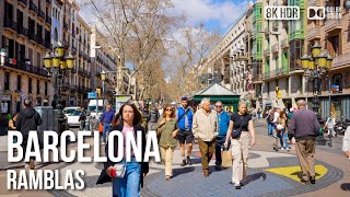 Barcelona La Rambla Complete Tour  The Legendary Boulevard  🇪🇸 Spain 8K HDR Walking Tour [upl. by Ahseela]