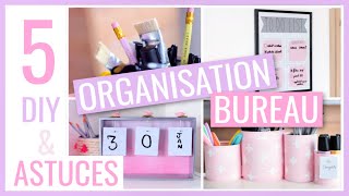 5 DIY amp ASTUCES FACILES  BUREAU  Rangement amp Organisation [upl. by Haizek]