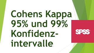 Konfidenzintervalle für Cohens Kappa in SPSS berechnen SPSS 26 und älter [upl. by Akvir]