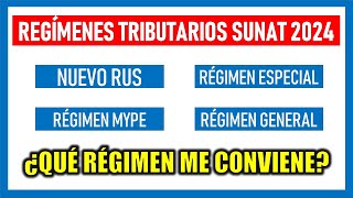 REGIMENES TRIBUTARIOS SUNAT 2024  CUADRO COMPARATIVO [upl. by Nerrak]