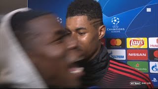 Paul Pogba GATECRASHES Rashford and Lukakus interview after PSG win [upl. by Elleunamme]