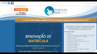 Matrícula Fácil 2024  rede estadual do Rio de Janeiro calendário inscrições online [upl. by Ahsrat]