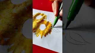 Sunflower 🌻 Drawing with Turmeric powder 😃 ytshorts art drawing [upl. by Edana]