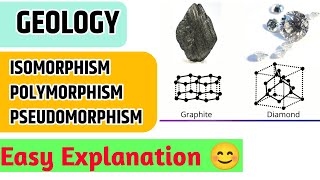 What is ISOMORPHISM  POLYMORPHISM  PSEUDOMORPHISM in Hindi  GeologyMineralogy [upl. by Erbua]