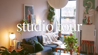 Artist studio tour  Brooklyn home illustration studio replete with lush plants amp colorful art [upl. by Hendel]