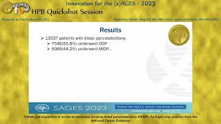 Trends and disparities in access to minimally invasive distal pancreatectomy MIDP [upl. by Ynohtn]