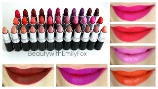 MAC Lipstick Collection  Lip Swatches  Beauty with Emily Fox [upl. by Sucram]