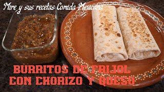 Burritos de Frijol con Chorizo y Queso Receta Facil y Rapida [upl. by Costello]