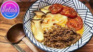 Ramen mit gegrillten Pilzen und Tomaten🤤🍜 20 AUFWAND für 💯  RAMENGENUSS [upl. by Dnanidref]