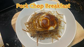 Simple Pork Chop Breakfast Recipe  BLACKSTONE GRIDDLE RECIPES [upl. by Hnahym]