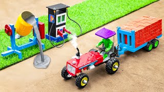 40 MINUTES diy tractor mini petrol pump science project salvage heavy loading rickshaw [upl. by Noevart]