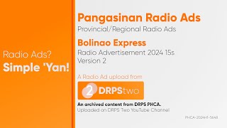 Bolinao Express Radio Ad 2024 15s Pangasinan Version 2 [upl. by Cohdwell558]