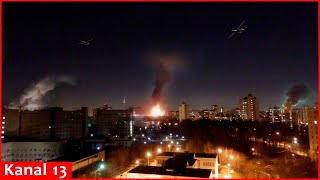 Hundreds of Ukrainian drones attacked Moscow and Russian regions flights suspended  video footage [upl. by Shimkus435]