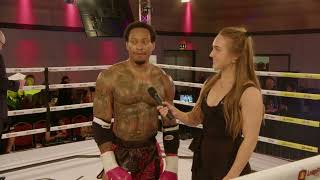 Sloan Sifflet Interview with Sophia Picton after his Muay Thai victory on LeapFrog Fight Night [upl. by Magner]