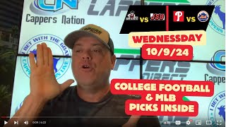 MLB amp College Football Picks today 10924 Phillies vs Mets Game 4 [upl. by Latsryc]