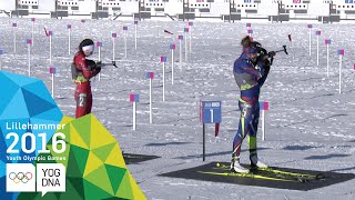 Biathlon 75km Pursuit  Khrystyna Dmytrenko UKR wins gold  Lillehammer 2016 Youth Olympic Games [upl. by Mond]