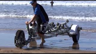 How to beach launch a boat in the surf [upl. by Eiralav]