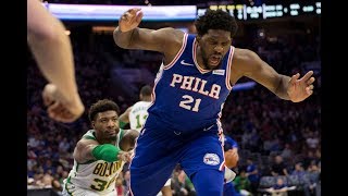 Marcus Smart Shoves Joel Embiid To The Ground Gets Ejected In Philly [upl. by Shaner509]