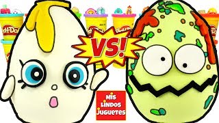 Huevos Sorpresa Gigantes de Shopkins VS Grossery Gang 1 en Español de Plastilina Play Doh [upl. by Katrina496]