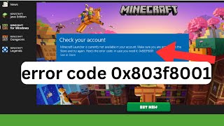 Minecraft launcher error code 0x803f8001 🎮💻🔧 [upl. by Azer859]