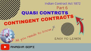 QUASI CONTRACTS CONTINGENT CONTRACTSIndian contract actIn Malayalam [upl. by Leanahtan]