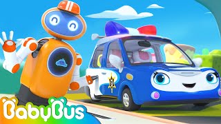 Police Car at Gas Station 🚔⛽  Learning Vehicles  Pretend Play  Kids Cartoon  BabyBus [upl. by Carrington]