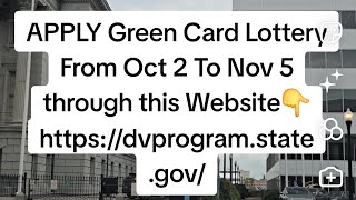 Green Card Lottery Application Dates Dv 2026 [upl. by Llehsad]