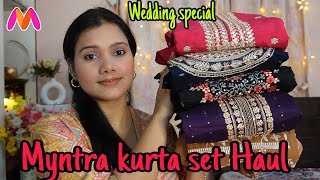 💕Wedding special Myntra kurta set Haul💕Partywear kurta set Haul💕Myntra Haul💕my dream project💕 [upl. by Llekim]