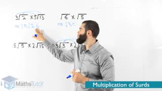 Maths Online  Multiplying Surds [upl. by Yelram422]