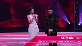 fbb Colors Femina Miss India World 2019 Suman Rao  Q amp A round performance [upl. by Saidnac]