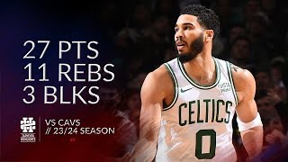 Jayson Tatum 27 pts 11 rebs 3 blks vs Cavs 2324 season [upl. by Isdnyl]