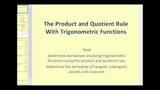 The Product and Quotient Rule With Trigonometric Functions [upl. by Ellennahs]